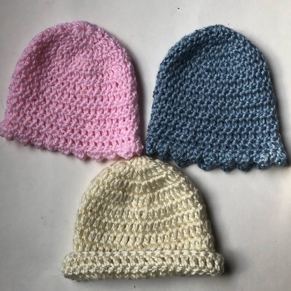 Baby Girl 3 Piece Hat Set Size 0-3M - Picture 2 of 3